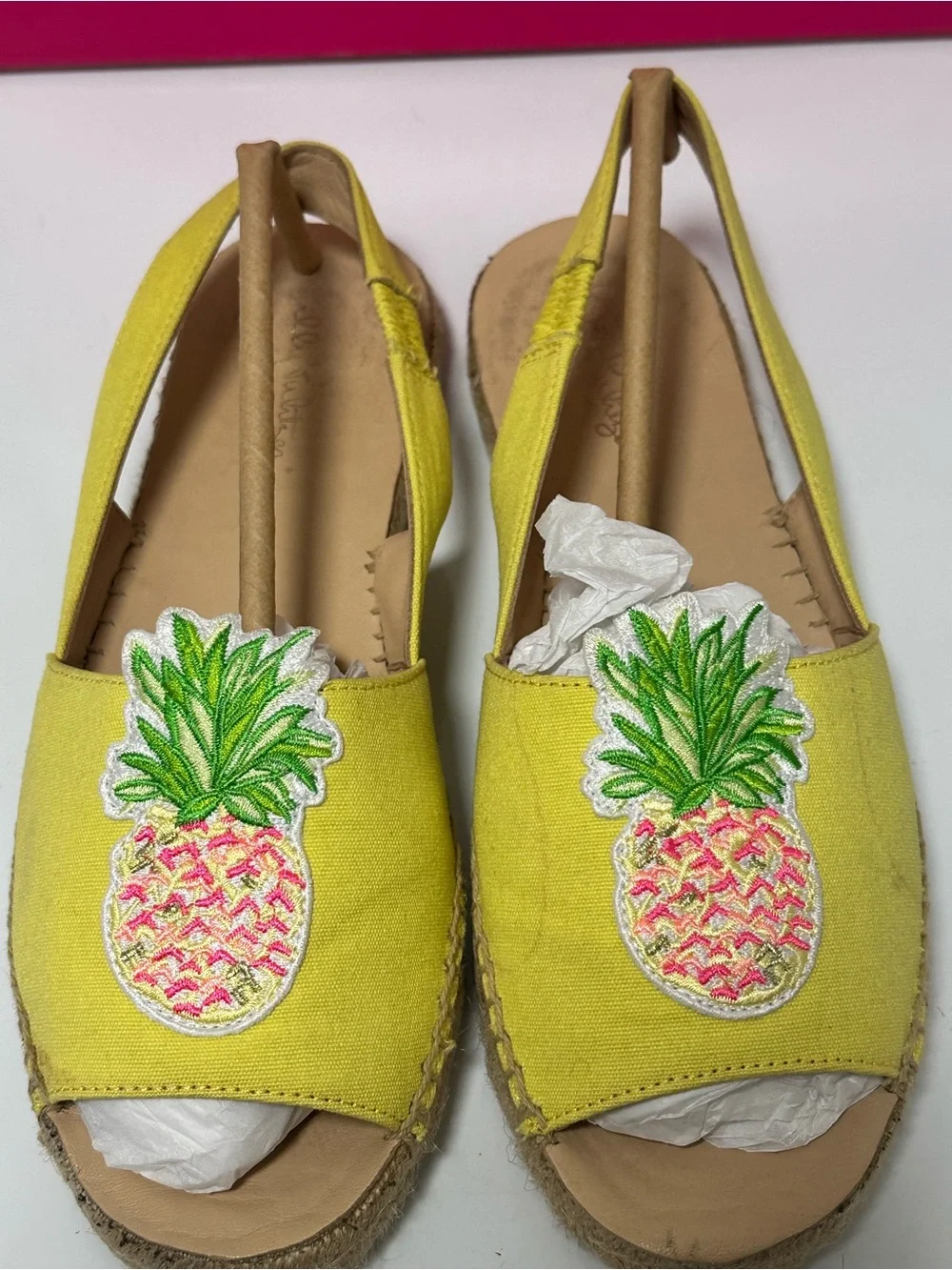 Lilly Pulitzer Sling back Espadrilles Watch Hill Yellow Pineapple